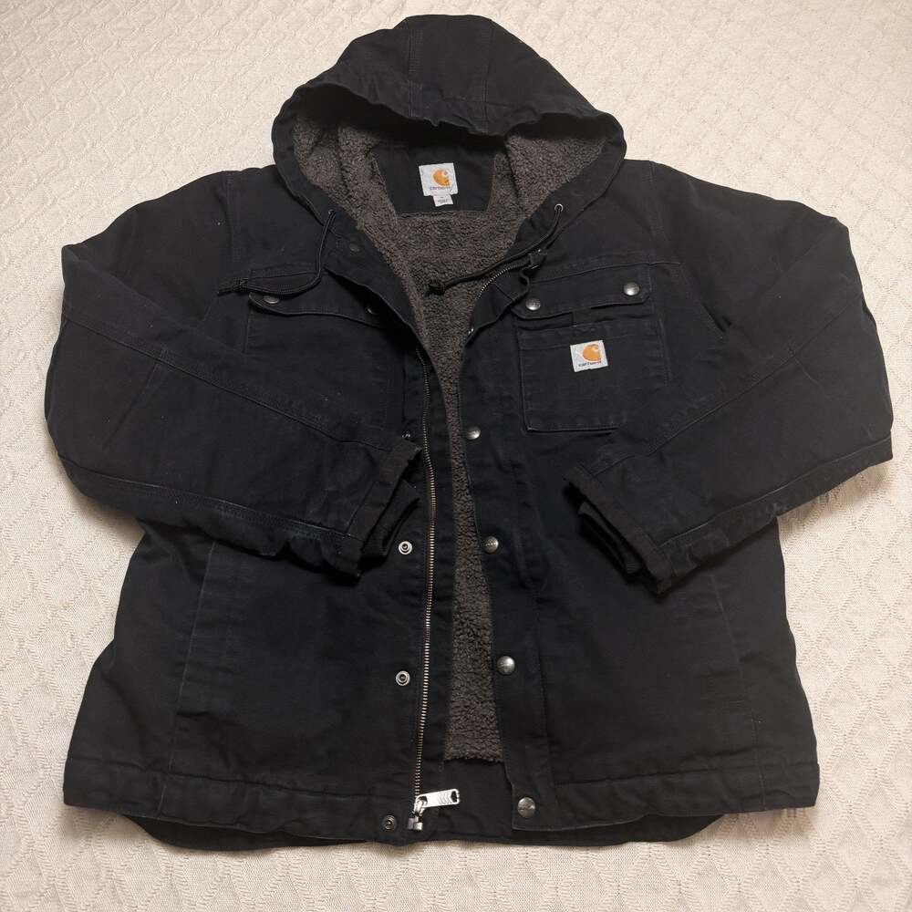 Carhartt Relaxed-Fit Washed Duck Sherpa-Fleece Lined Utility Jacket Men’s M